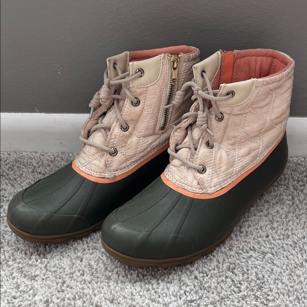 Sperry Women's Quilted Winter Boots - Cream and Black